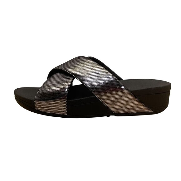Fitflop Women’s Black Metallic Cross Strap Lightweight Sandals Size 8 - Picture 4 of 8